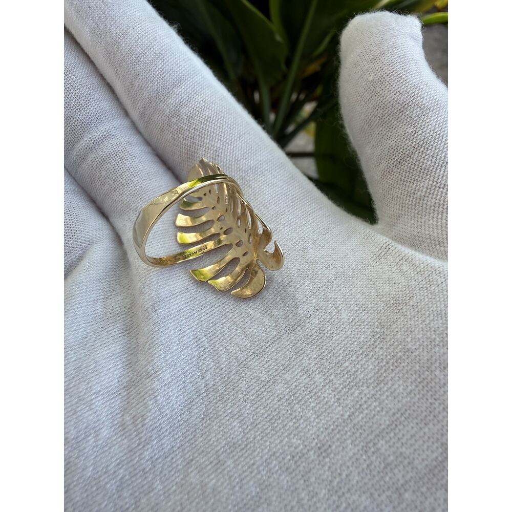 Maui Divers 14KT Yellow Gold Hawaiian Monstera Ring Made in Hawaii Size 8 - Picture 6 of 14